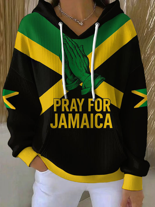 Hurricane Melissa Pray For Jamaica Print Hoodie para mujer