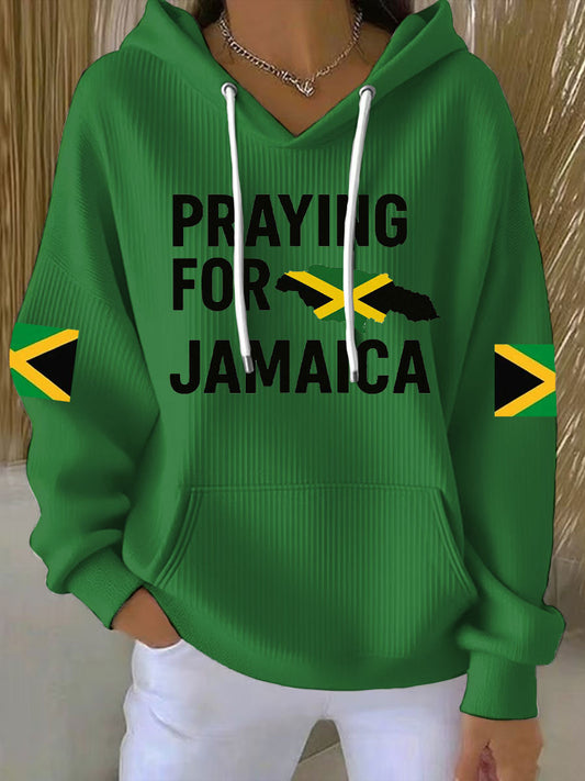 Hurricane Melissa Pray For Jamaica Print Hoodie para mujer
