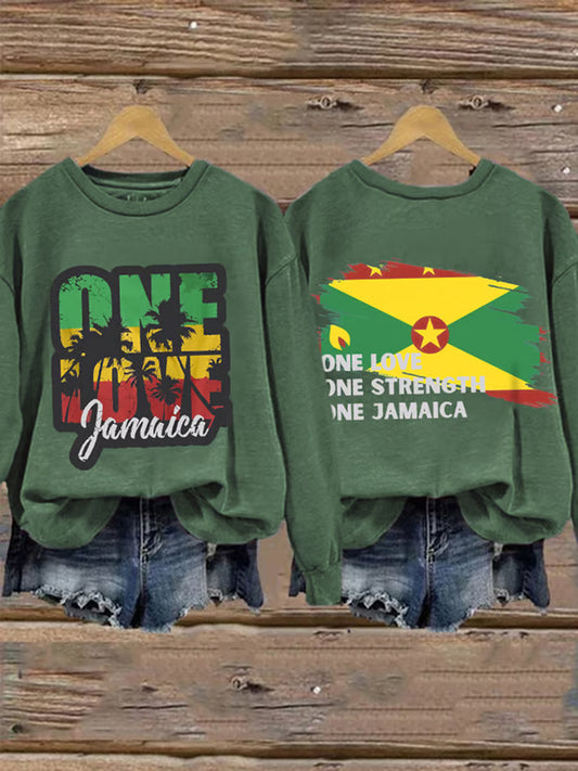 Mujer One Love One Strength One Jamaica Print Sudadera