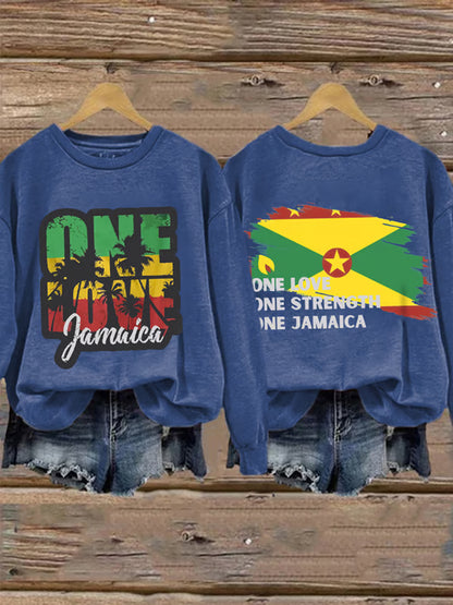 Mujer One Love One Strength One Jamaica Print Sudadera