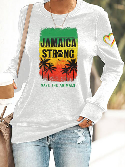 Mujeres retro Jamaica fuerte guardar los animales reggae rojo, verde y oro imprimir sudadera