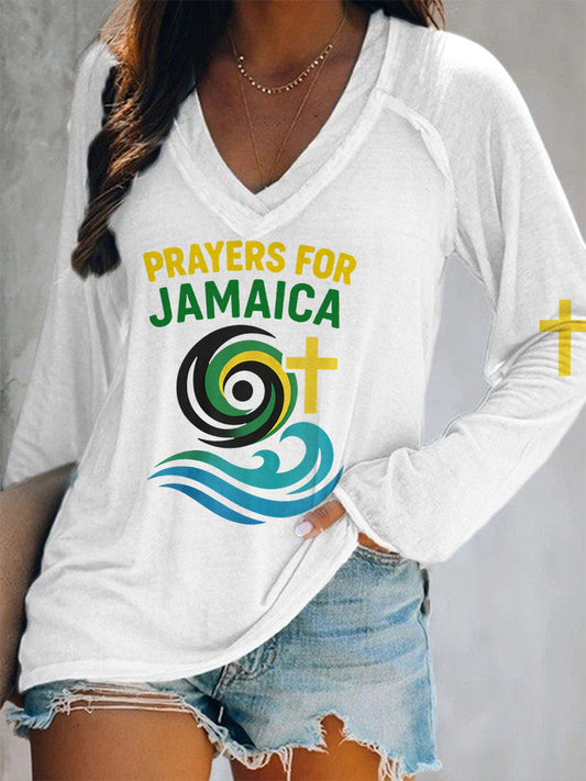 Camiseta de manga larga para mujer Hurricane Melissa Jamaica Stronger Than The Storm Pray For Jamaica
