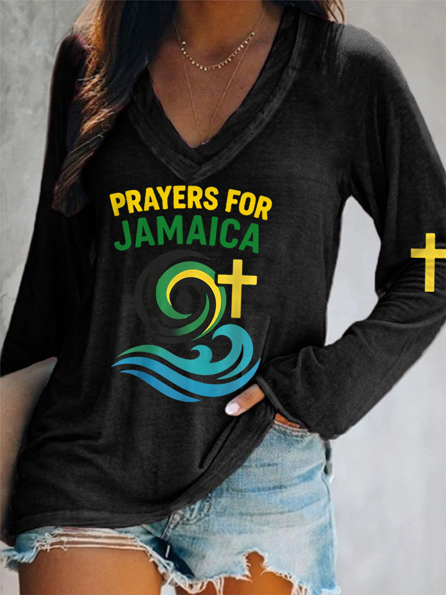 Camiseta de manga larga para mujer Hurricane Melissa Jamaica Stronger Than The Storm Pray For Jamaica