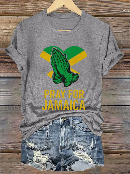Camiseta para mujer Huracán Melissa Jamaica más fuerte que la tormenta Pray For Jamaica