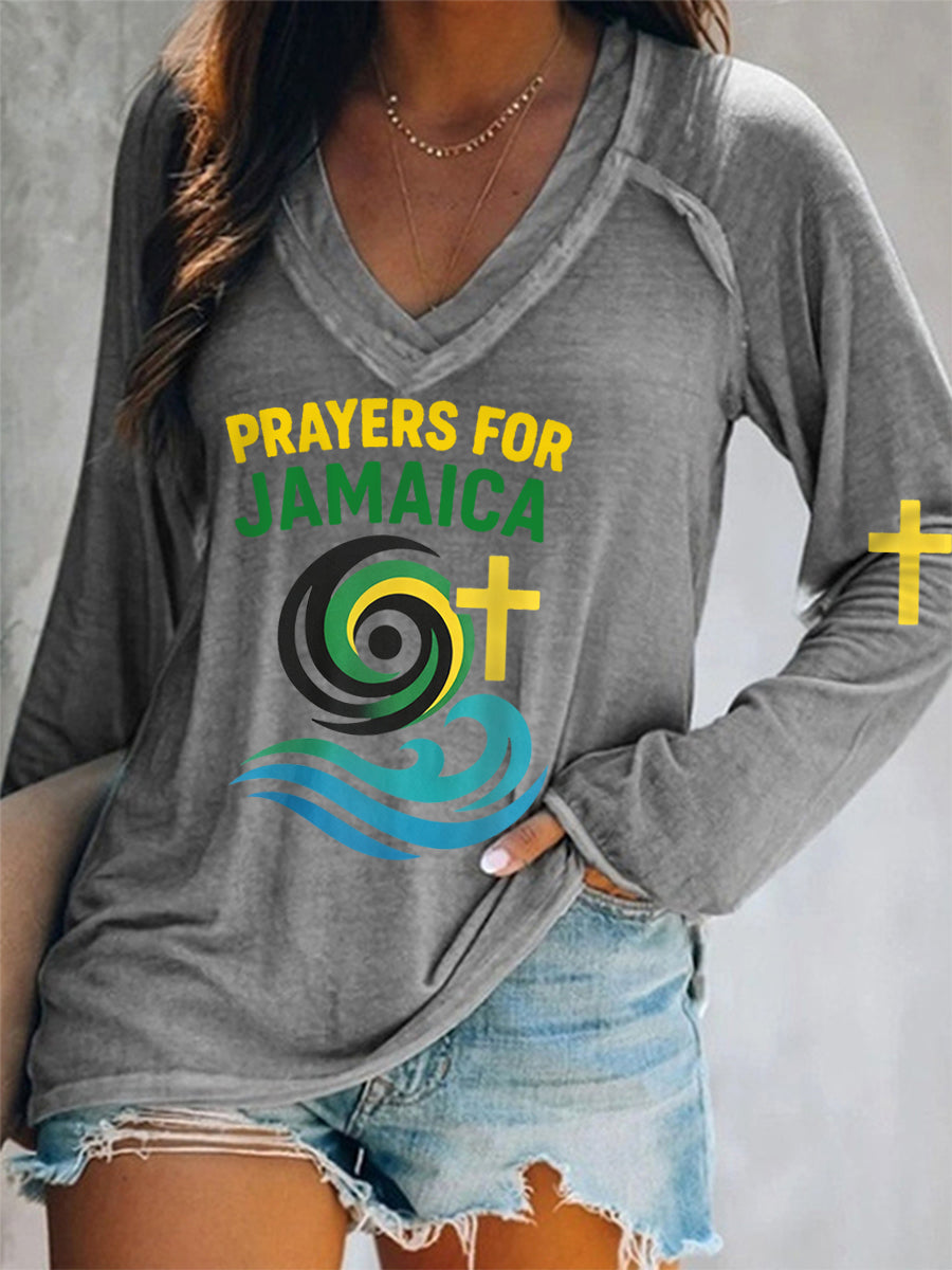 Camiseta de manga larga para mujer Hurricane Melissa Jamaica Stronger Than The Storm Pray For Jamaica