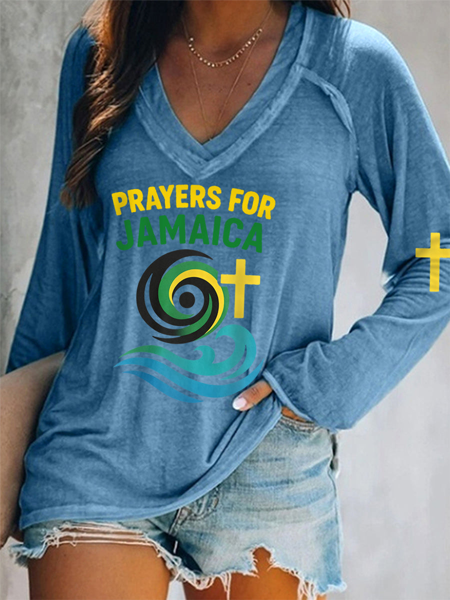 Camiseta de manga larga para mujer Hurricane Melissa Jamaica Stronger Than The Storm Pray For Jamaica