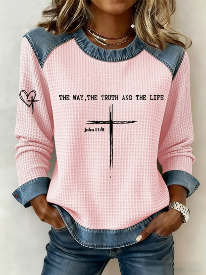 Top casual con estampado cruzado The Way The Truth The Life para mujer
