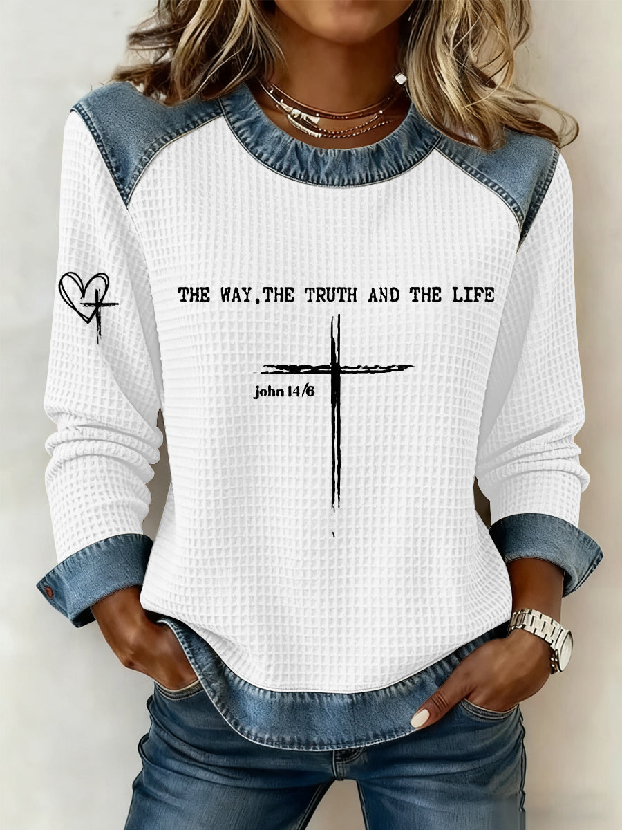 Top casual con estampado cruzado The Way The Truth The Life para mujer