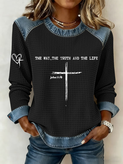 Top casual con estampado cruzado The Way The Truth The Life para mujer