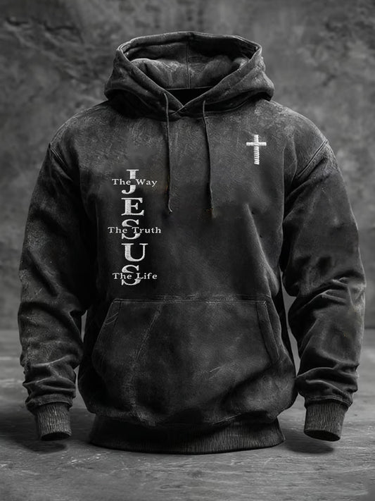 Hombres Vintage Art Faith Casual Hoodie