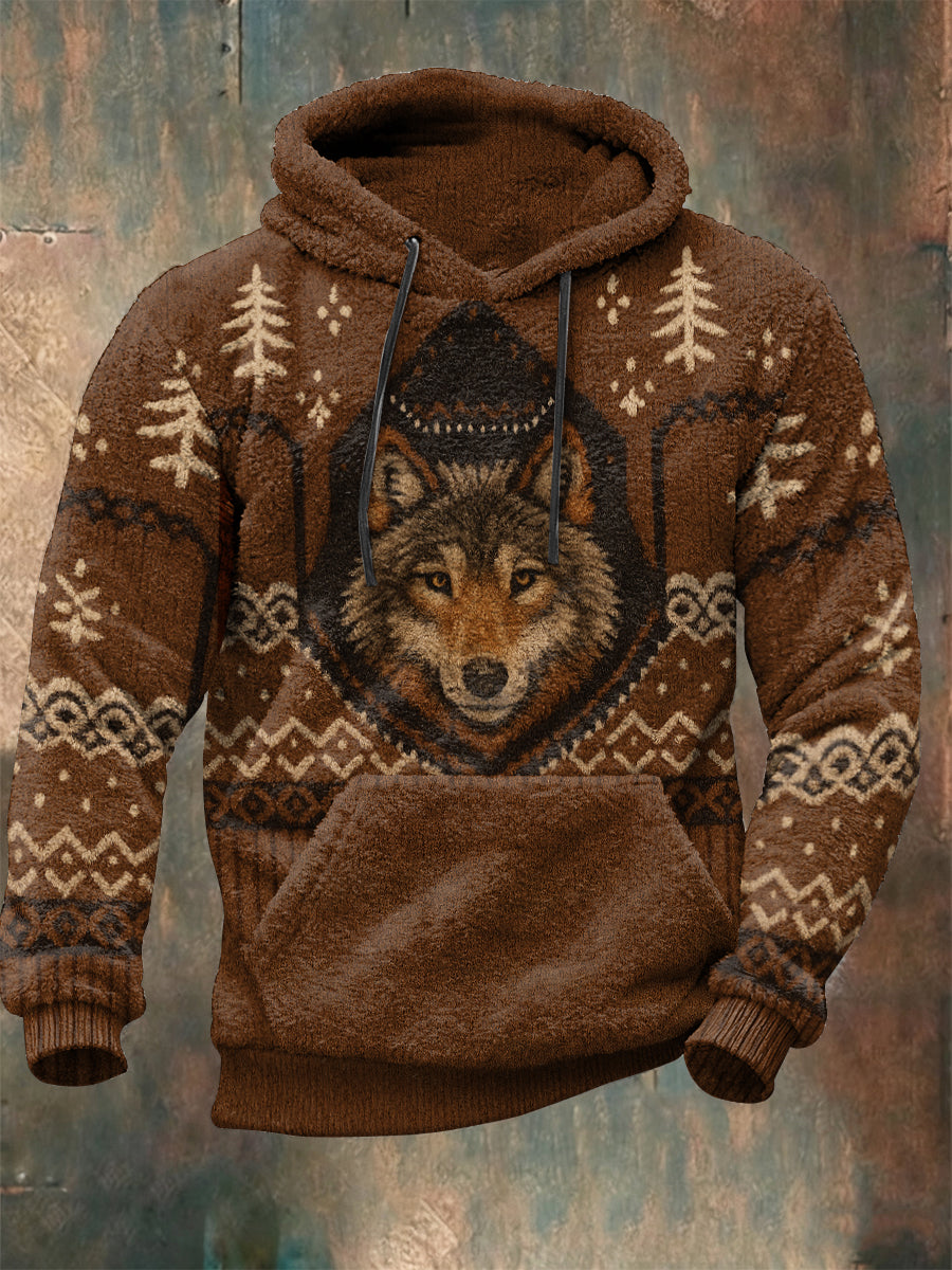 Sudadera con capucha de la felpa del lobo de Viking de los hombres