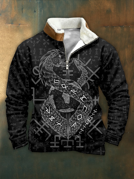 Sudadera casual de hombre Vintage Viking Tryck