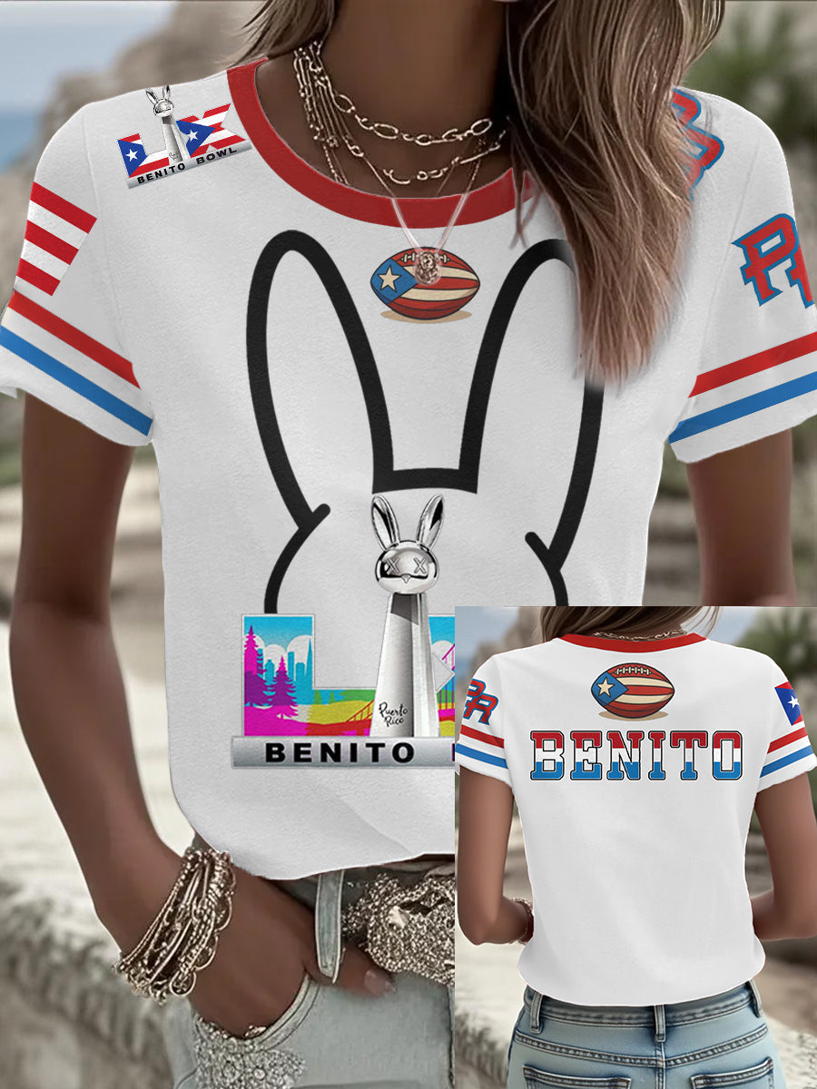 Camiseta Mujer Bunny Football Music Lover Impreso