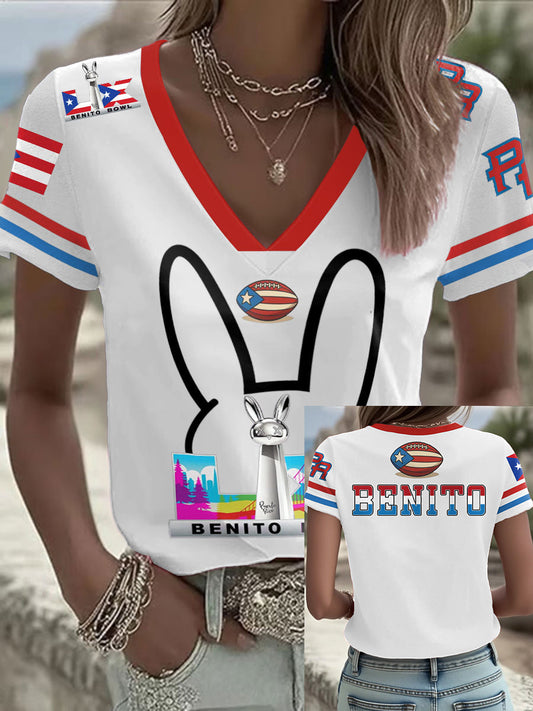 Camiseta Mujer Bunny Football Music Lover Impreso