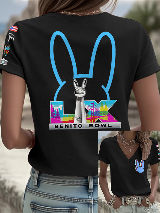 Camiseta Mujer Bunny Music Football Lover Printed
