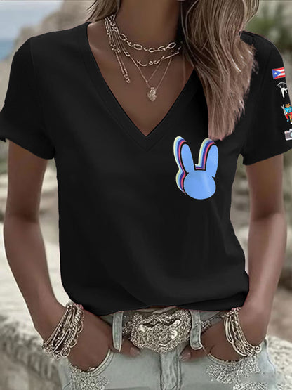Camiseta Mujer Bunny Music Football Lover Printed