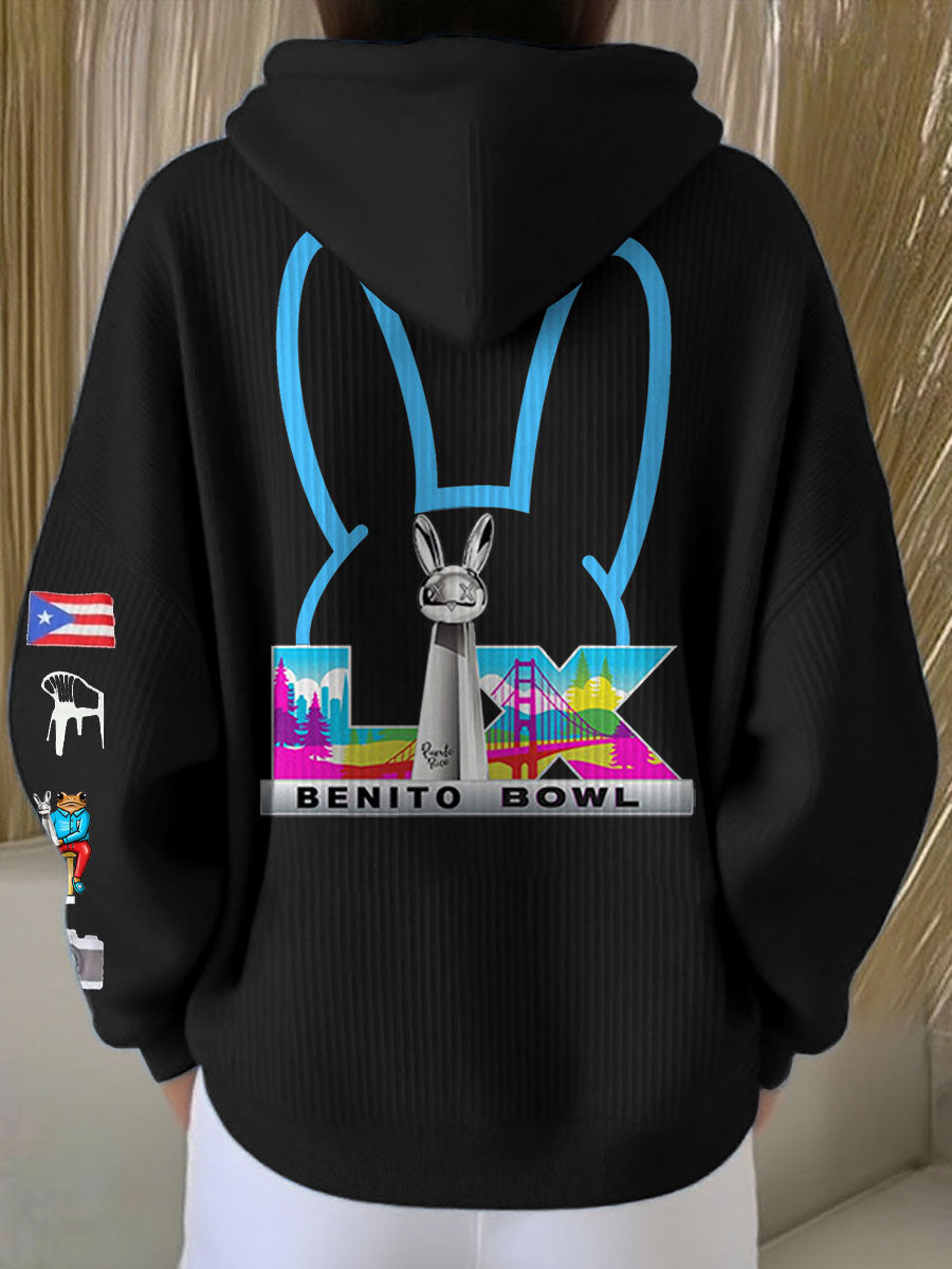 Mujer Bunny Football Music Lover Impreso Hoodie