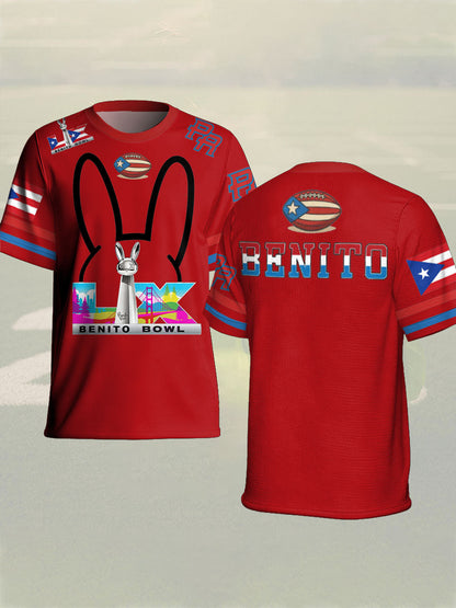 Unisex conejito fútbol música amante impreso camiseta