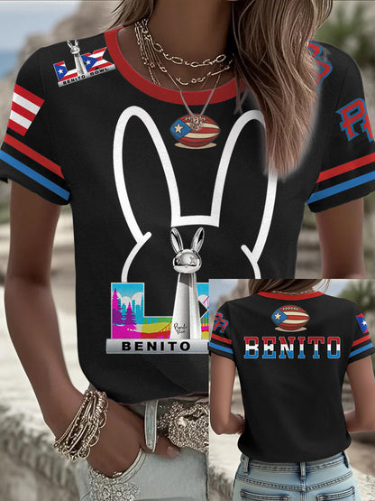 Camiseta Mujer Bunny Football Music Lover Impreso