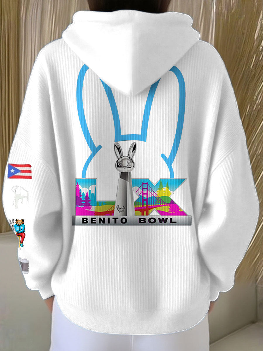 Mujer Bunny Football Music Lover Impreso Hoodie