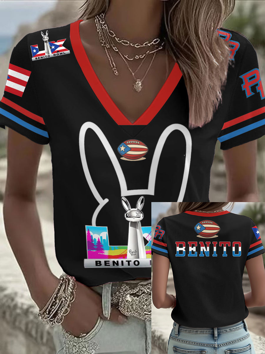 Camiseta Mujer Bunny Football Music Lover Impreso