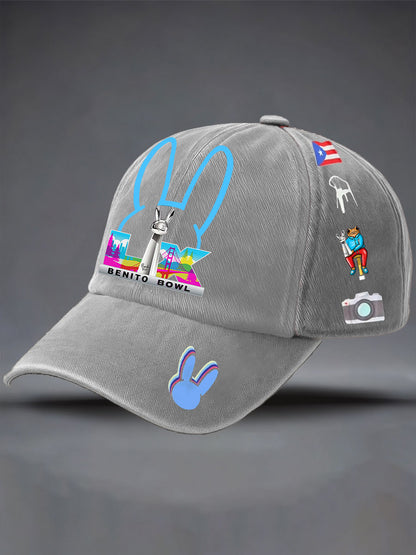 Unisex conejito música fútbol amante impreso sombrero