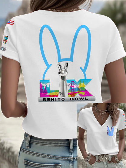 Camiseta Mujer Bunny Music Football Lover Printed