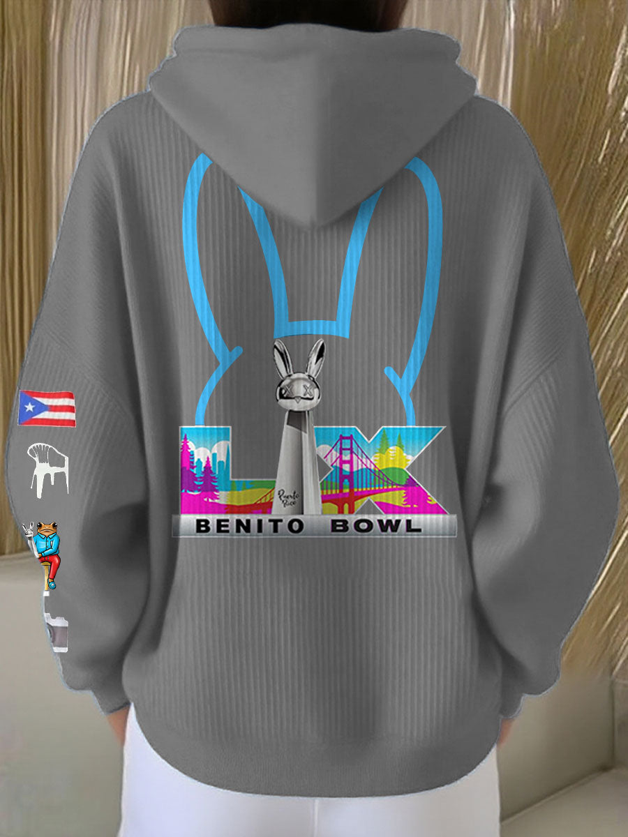 Mujer Bunny Football Music Lover Impreso Hoodie