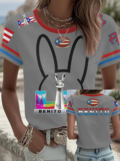 Camiseta Mujer Bunny Football Music Lover Impreso