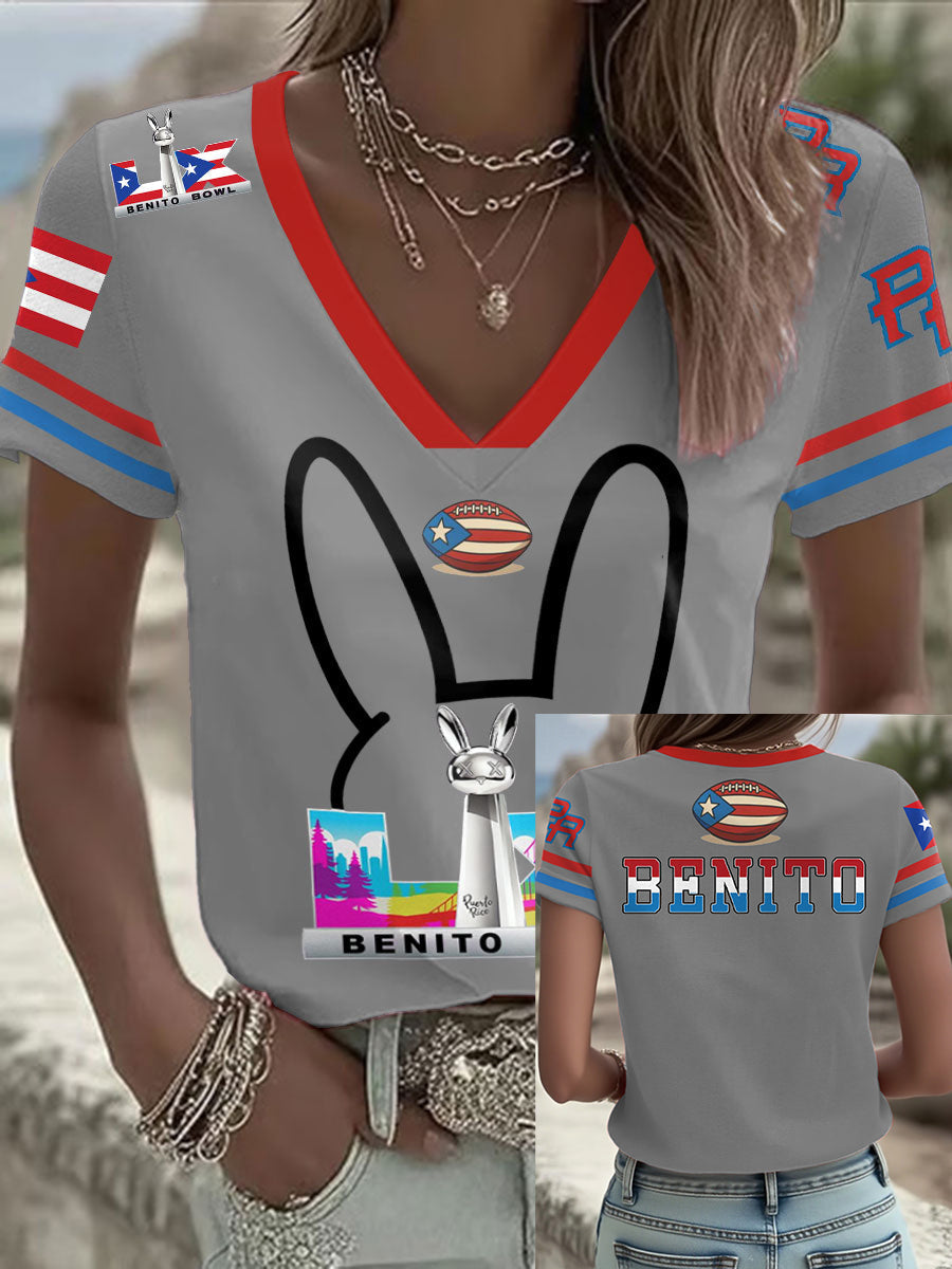 Camiseta Mujer Bunny Football Music Lover Impreso