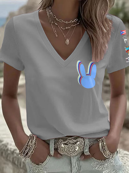 Camiseta Mujer Bunny Music Football Lover Printed