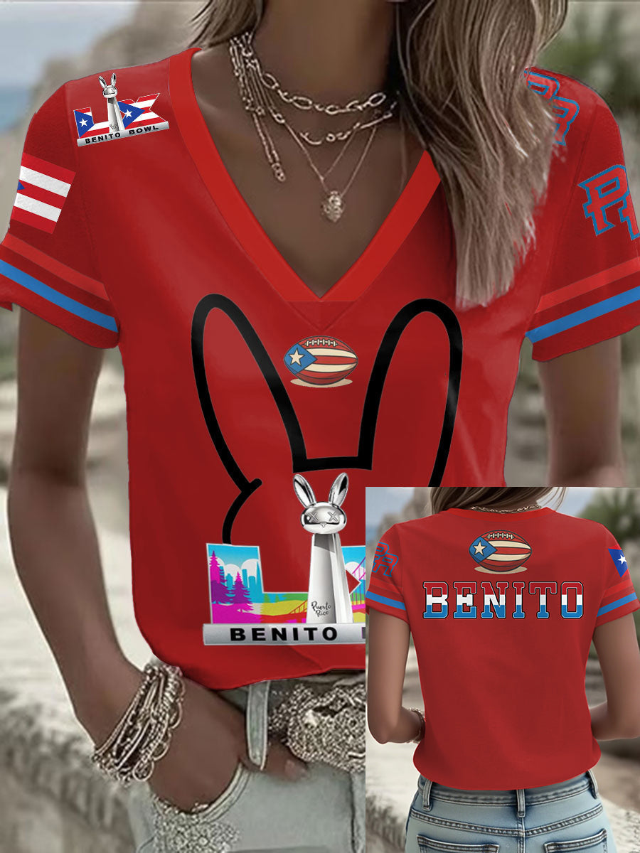 Camiseta Mujer Bunny Football Music Lover Impreso