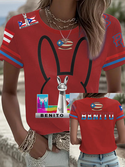Camiseta Mujer Bunny Football Music Lover Impreso