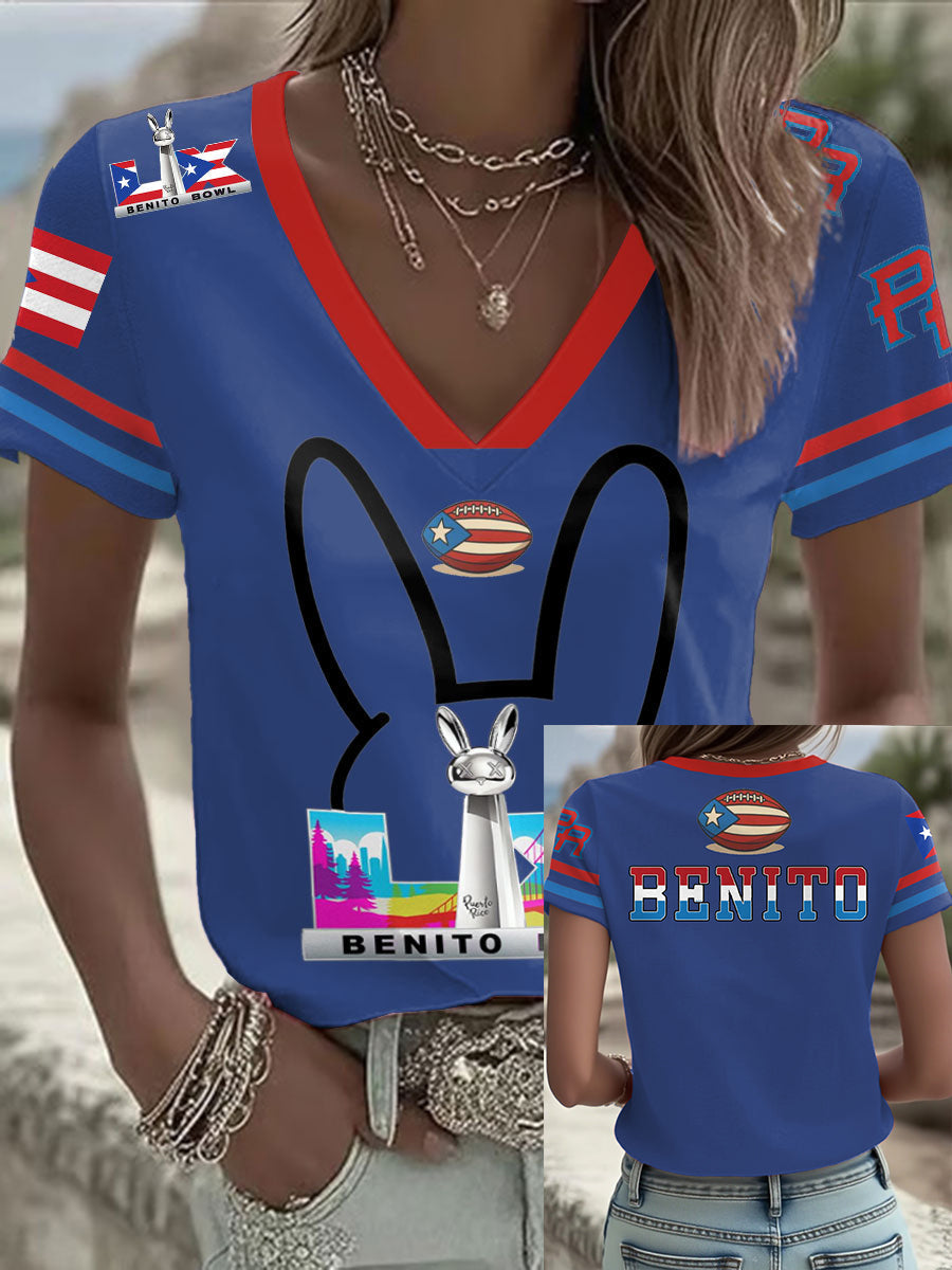 Camiseta Mujer Bunny Football Music Lover Impreso