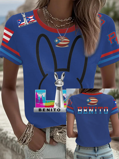 Camiseta Mujer Bunny Football Music Lover Impreso