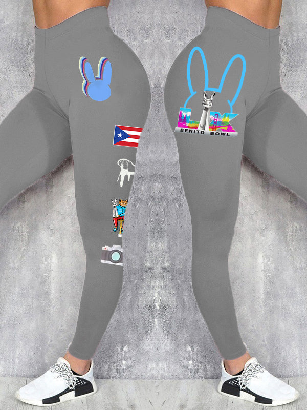 Las mujeres conejito fútbol música amante impreso polainas
