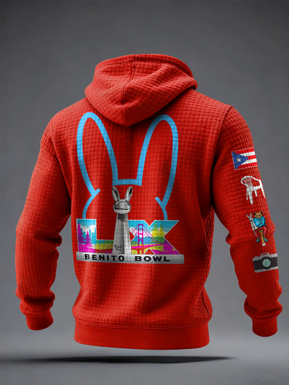 Unisex Bunny Football Music Lover Sudadera con capucha