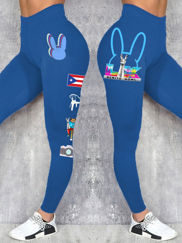 Las mujeres conejito fútbol música amante impreso polainas