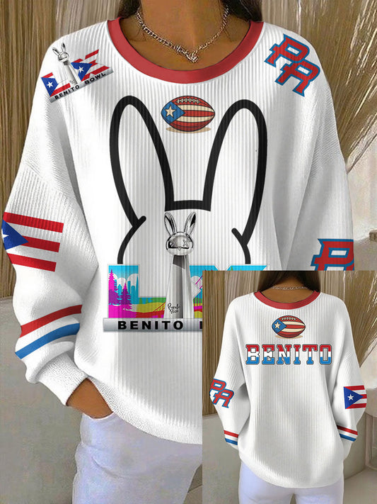 Sudadera Mujer Bunny Football Music Lover Impreso
