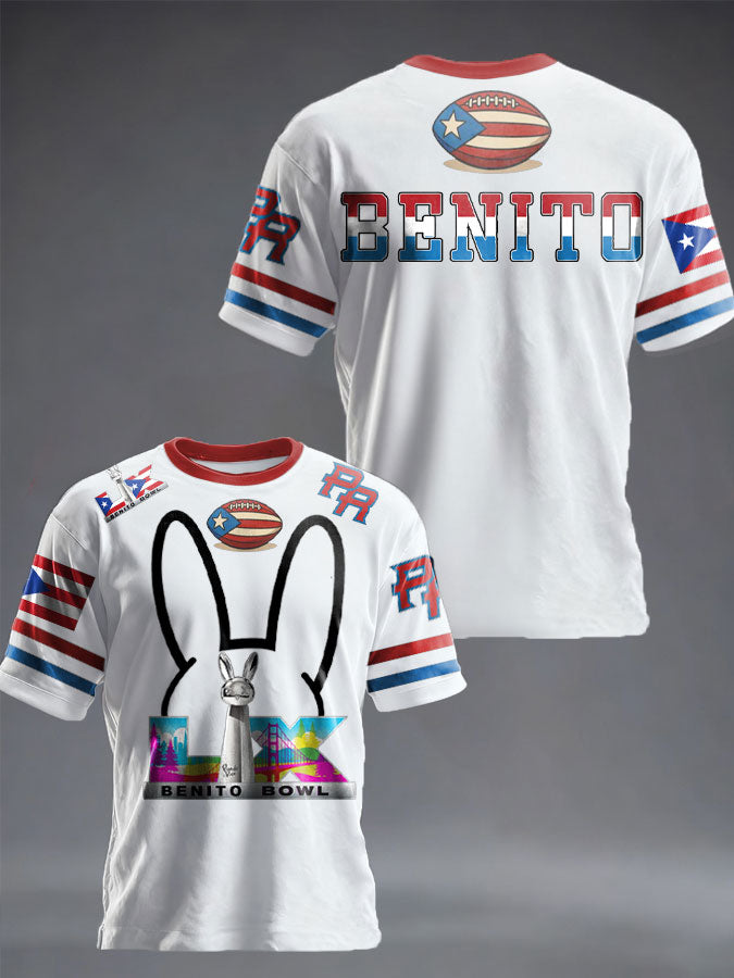 Unisex conejito fútbol música amante impreso camiseta