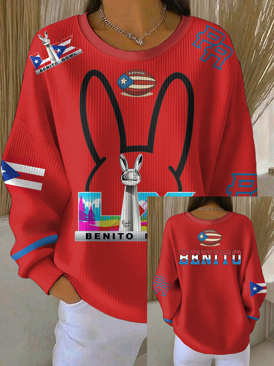 Sudadera Mujer Bunny Football Music Lover Impreso