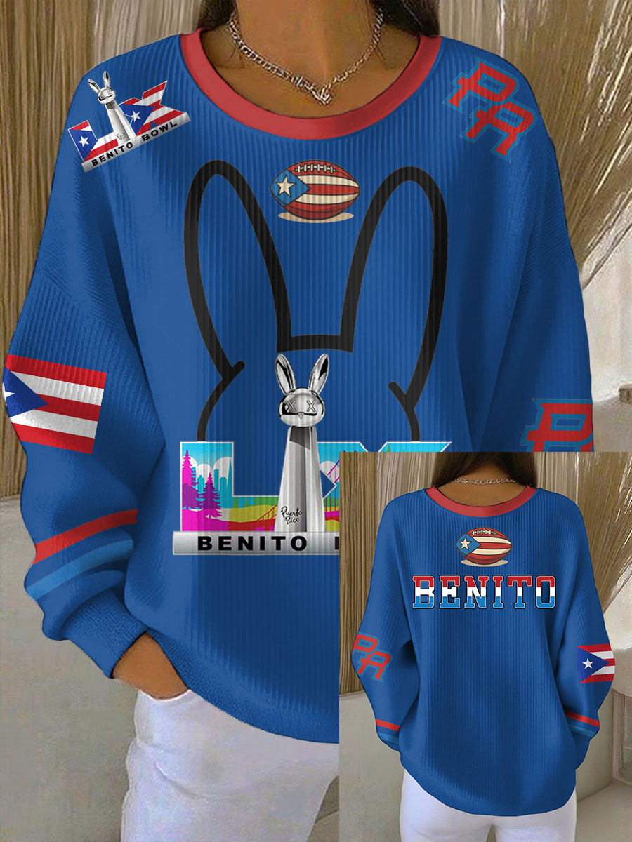 Sudadera Mujer Bunny Football Music Lover Impreso