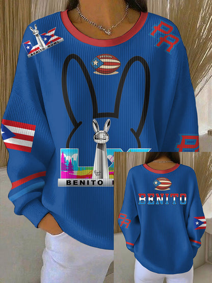 Sudadera Mujer Bunny Football Music Lover Impreso