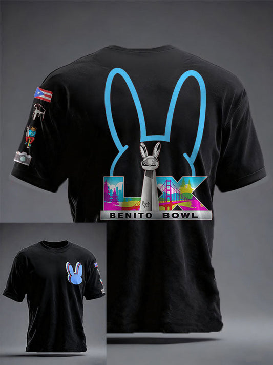 Unisex Bunny Music Football Lover Camiseta estampada