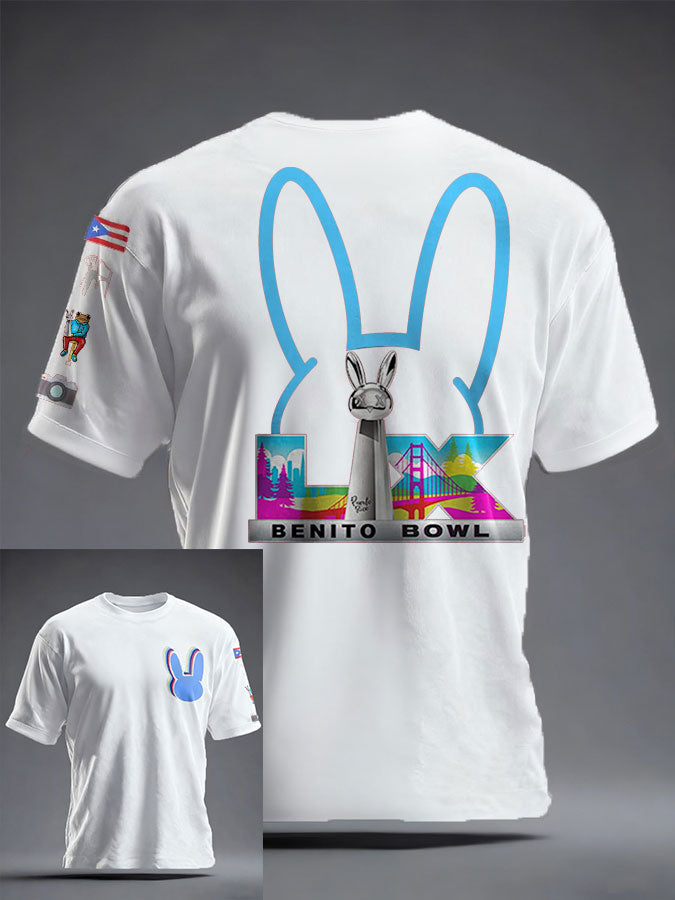 Unisex Bunny Music Football Lover Camiseta estampada