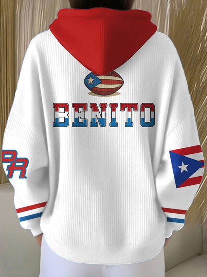 Mujer Bunny Football Music Lover Impreso Hoodie