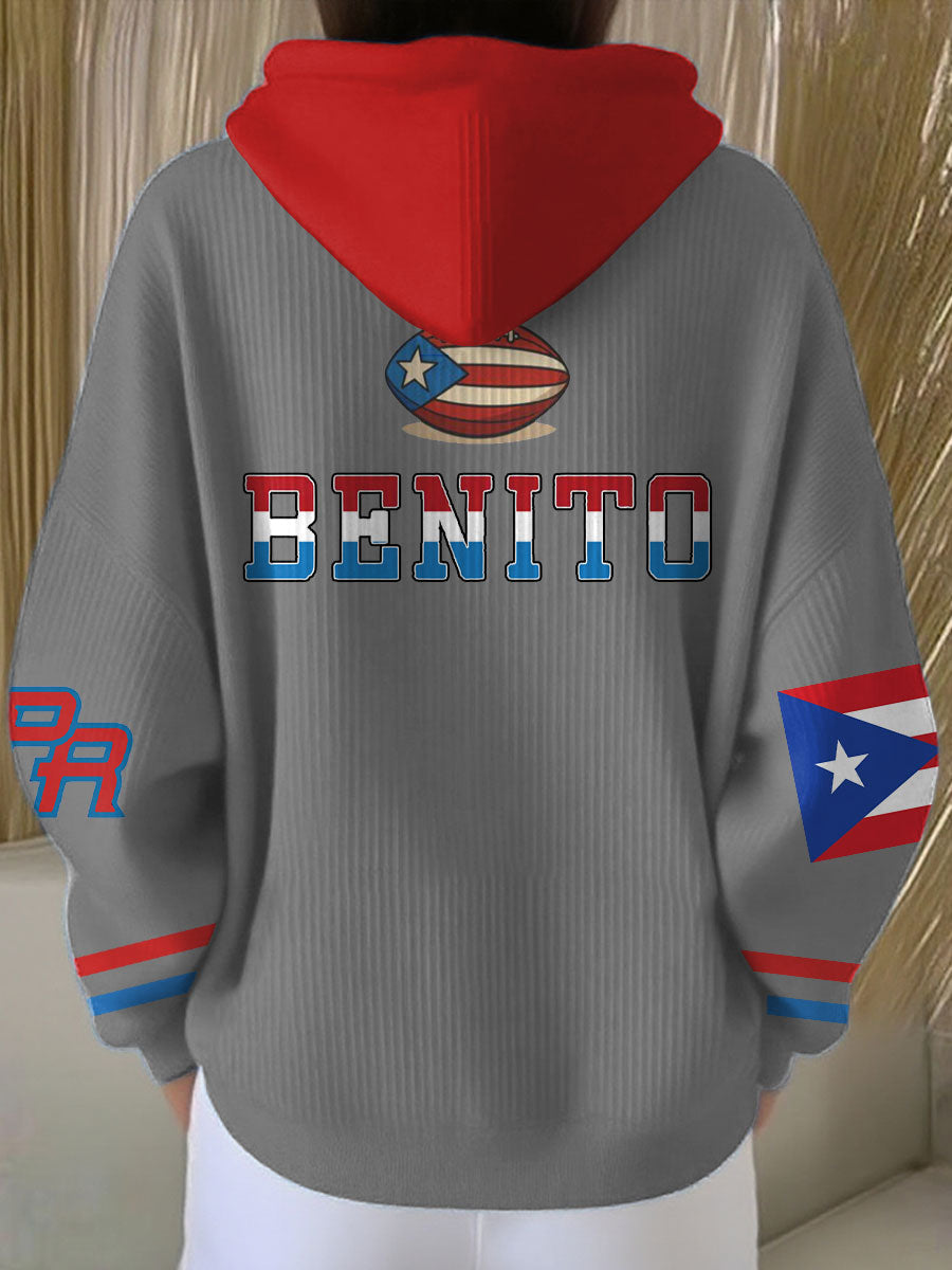 Mujer Bunny Football Music Lover Impreso Hoodie