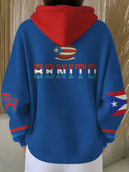 Mujer Bunny Football Music Lover Impreso Hoodie