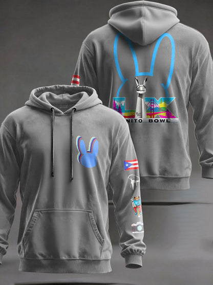 Unisex Bunny Football Music Lover Sudadera con capucha