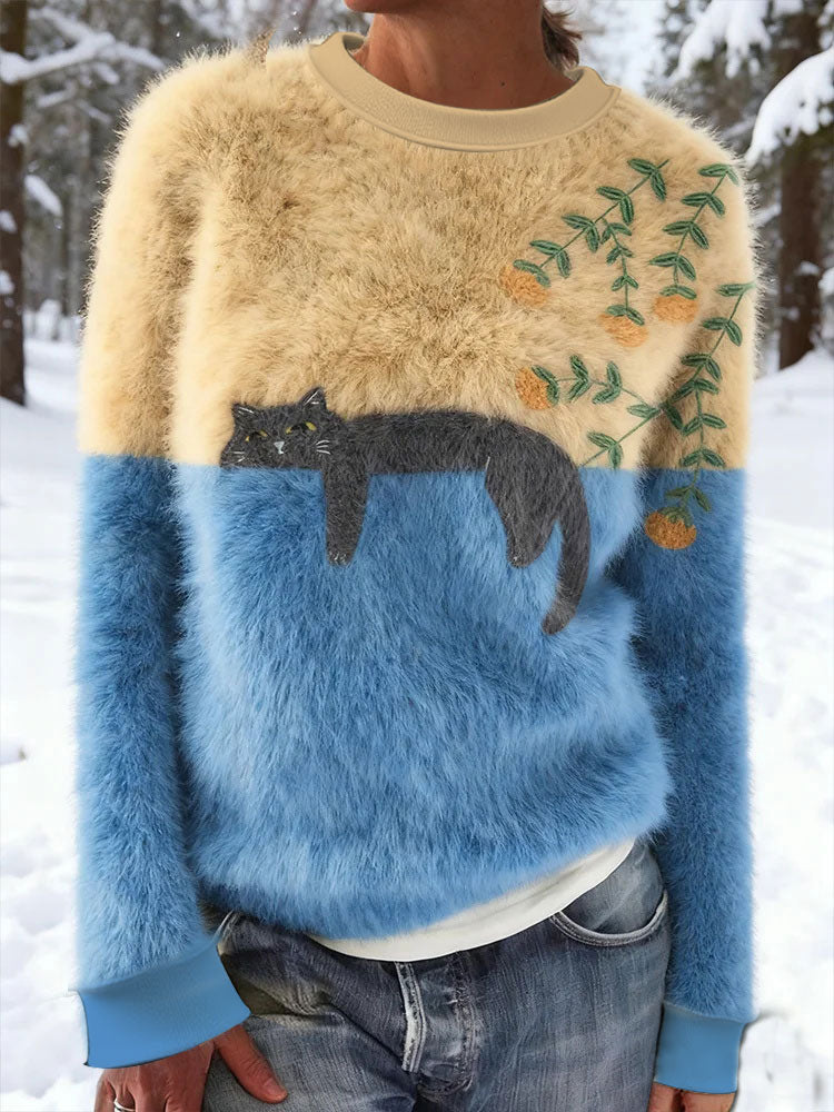 Mujer Gato Estampado Casual Top